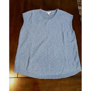 Women's Pure J.Jill Sleeveless V Neck Sweater Size Medium Petite Blue Vest